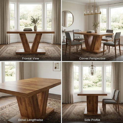 47" Wooden Dining Table with Heavy-Duty Pedestal, Farmhouse Kitchen Table