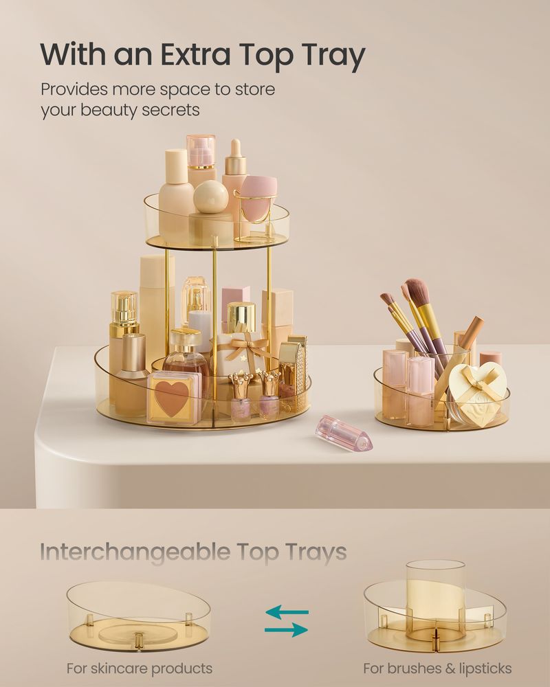 SONGMICS 2-Tier Round Rotating Makeup Organizer 