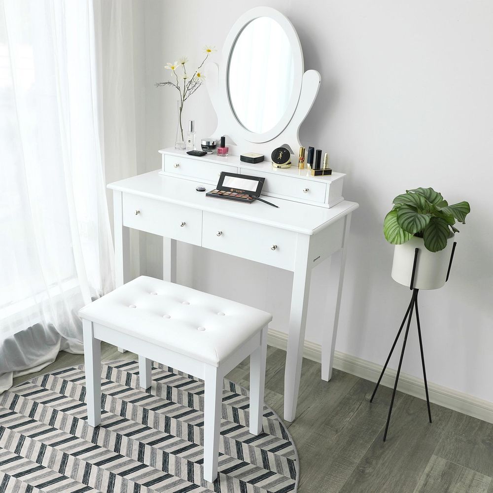 SONGMICS Rubberwood Legs Vanity Bench 