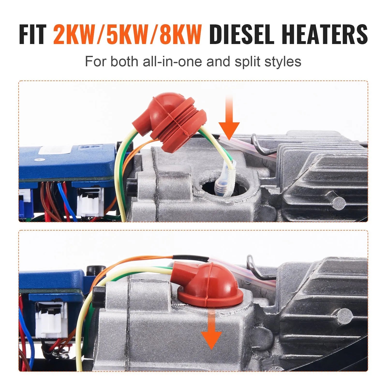 VEVOR Diesel Heater Glow Plug Kit, Ceramic Glow Plug Repair Kit with Removal Fitting Tool, Diesel Heater Rebuild Kit for 2KW/5KW/8KW Air Diesel Parking Heater Replacement 