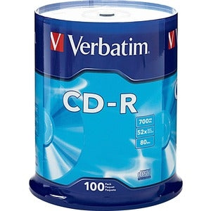 Verbatim 94554 CD Recordable Media - CD-R - 52x - 700 MB - 100 Pack Spindle 