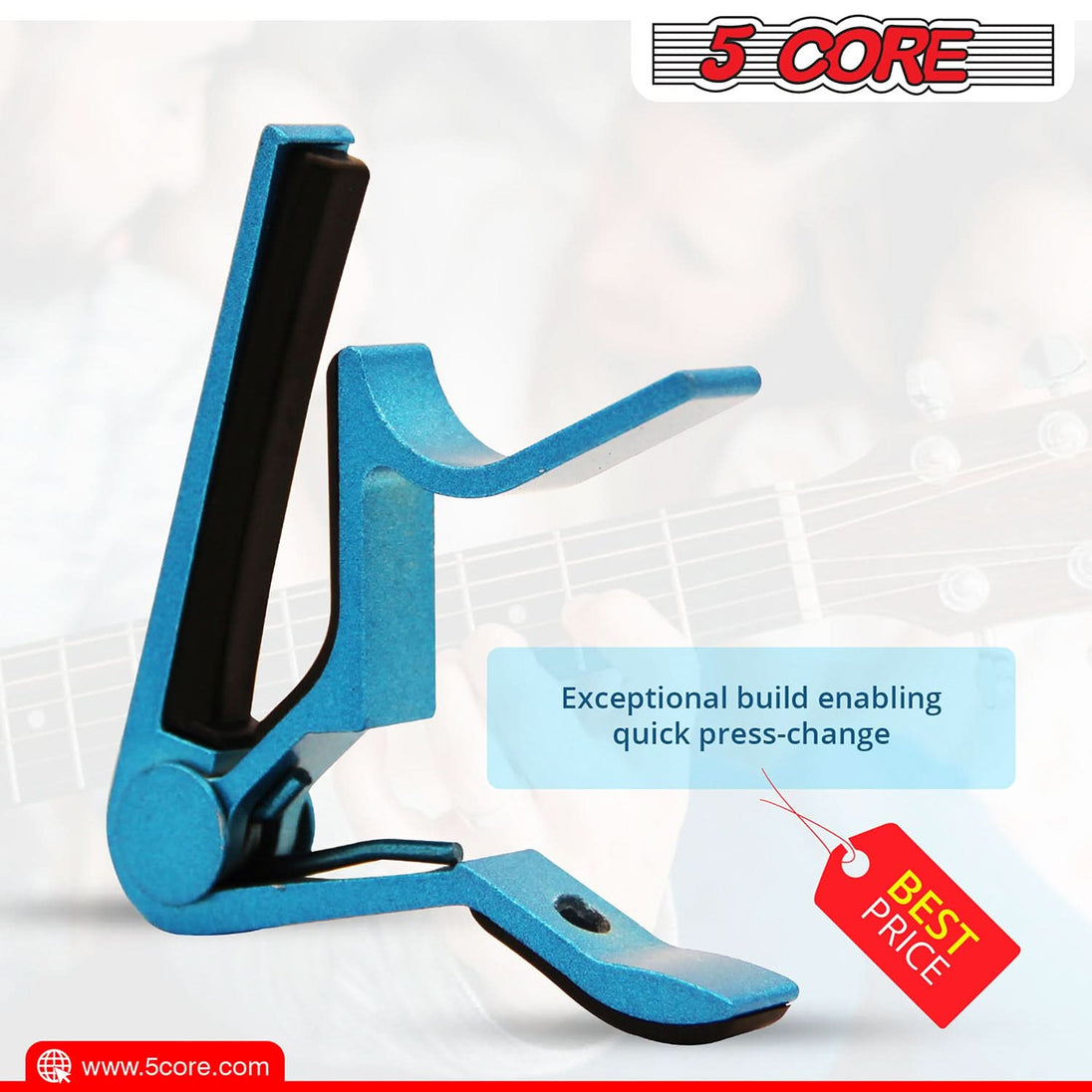 5Core Capo Acoustic Electric Guitar 6 String Kapo Clip For Banjo Mandolin Ukulele BLUE