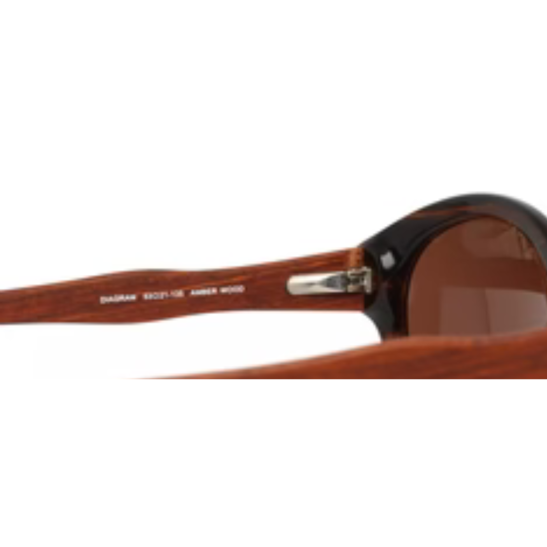 Diagram Amber Wood Womens Round Full Rim Sunglasses 
