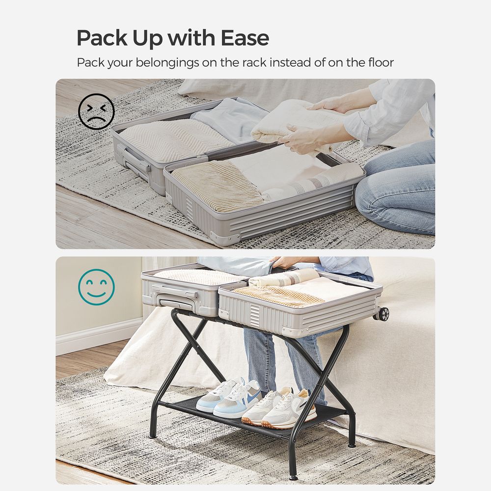 SONGMICS Black Foldable Luggage Rack 