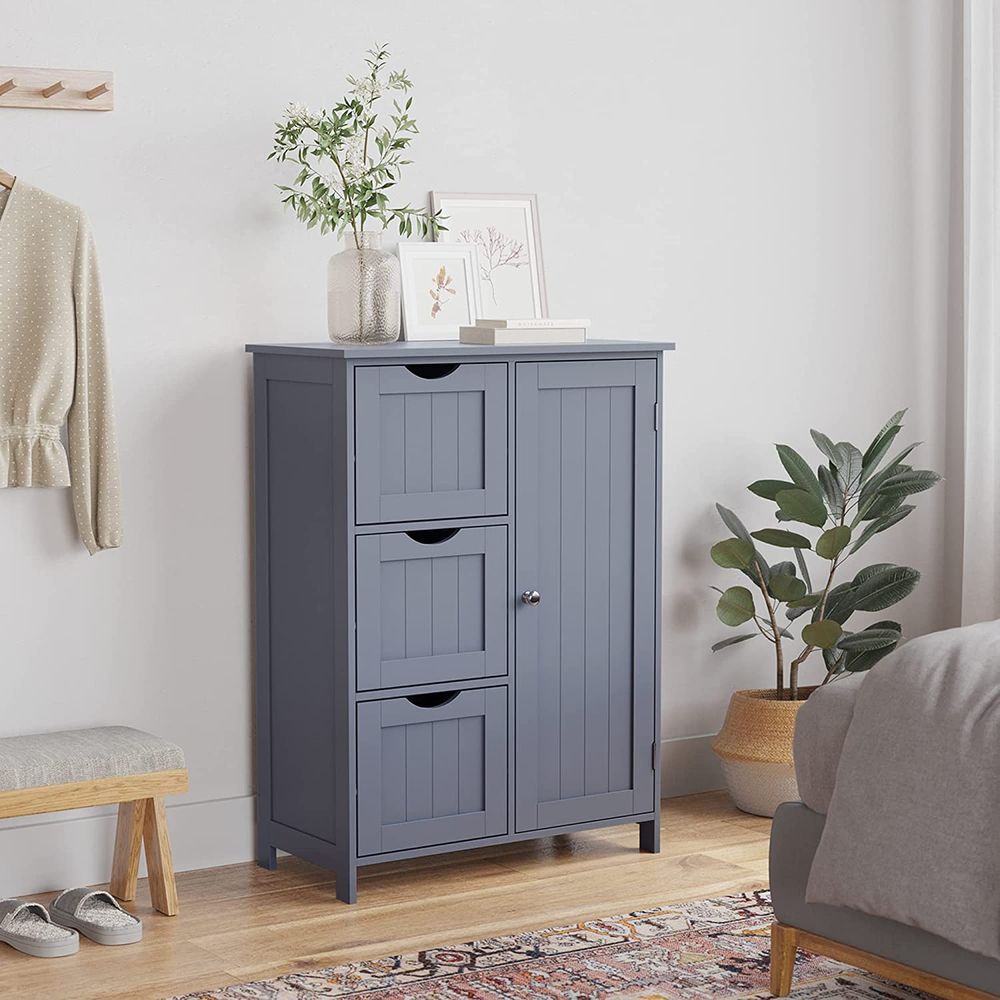 VASAGLE Bathroom Floor Storage Cabinet with 3 Drawers 