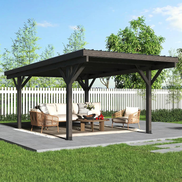 AECOJOY 17ft x 12ft Wooden Gazebo Pavilion / Carport