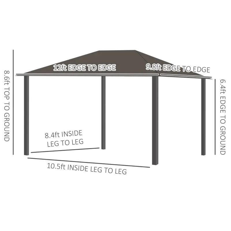 Outsunny 10' x 12' Deluxe Hardtop Gazebo with Metal Roof, Aluminum Frame Patio Gazebo Garden Sun Shelter Outdoor Pavilion with Curtains and Netting, Grey 