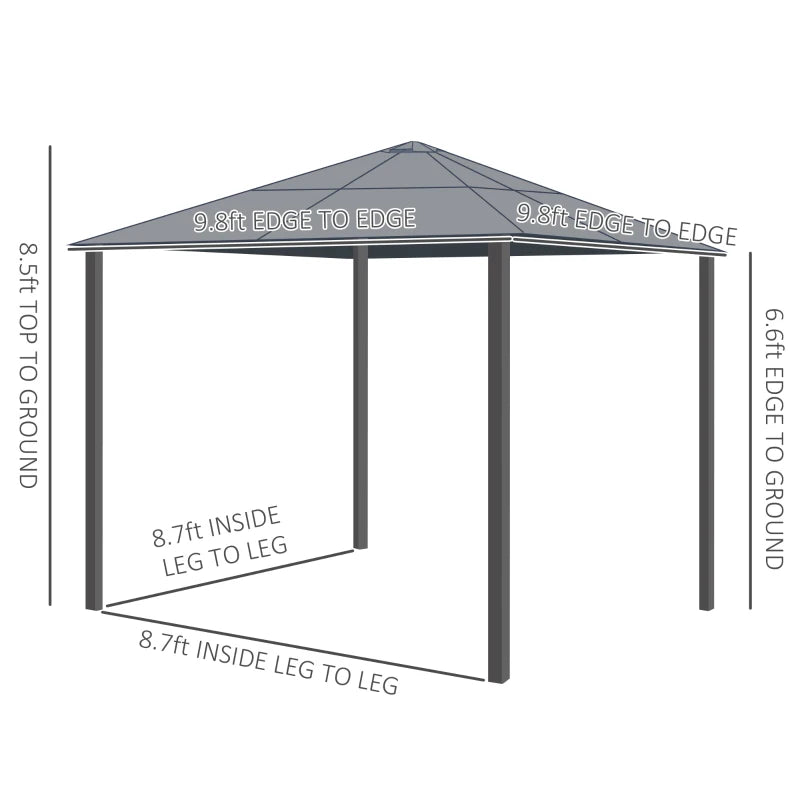 Outsunny 10 x 10 ft Hard Top Gazebo Canopy Heavy Duty Shelter Sun Shade w/ Curtain Beige, Coffee