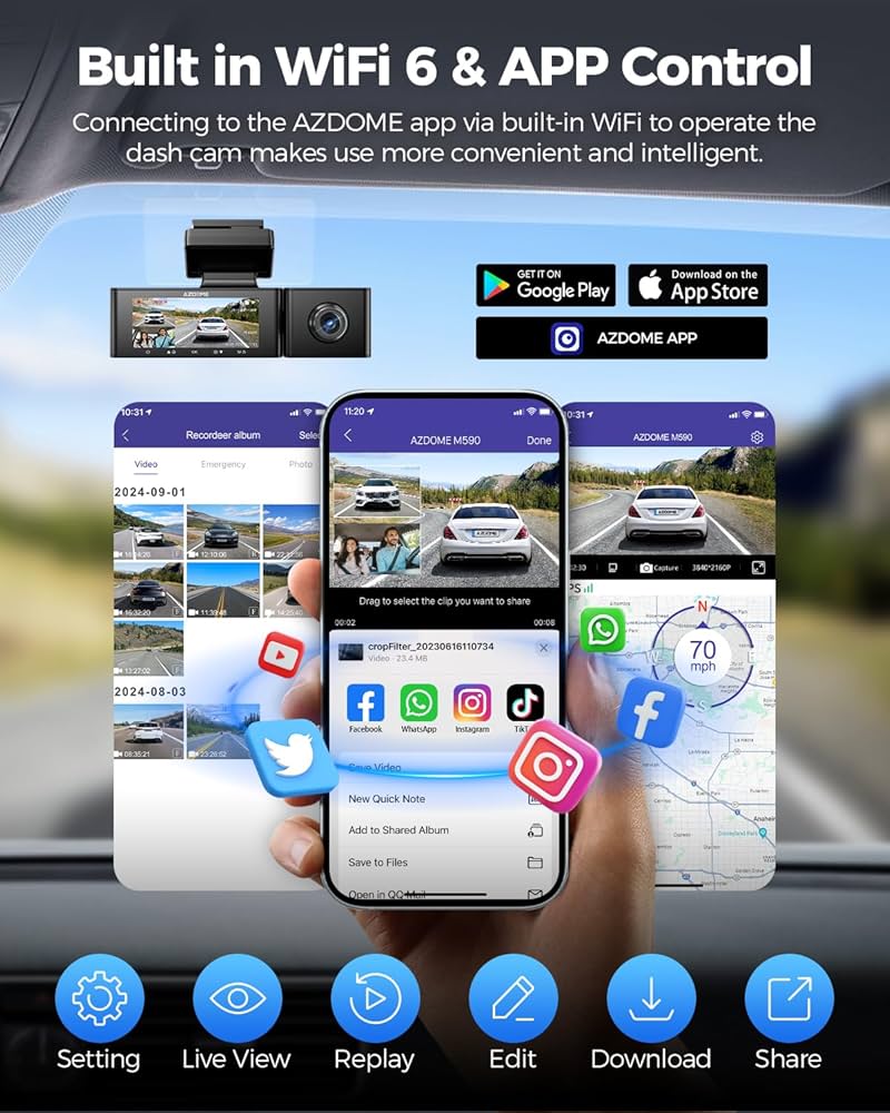 AZDOME M590 3 Channel Dash Cam 