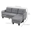 HOMCOM L-shaped Sofa, Chaise Lounge, Furniture, 3 Seater Couch with Switchable Ottoman, Corner Sofa with Thick Padded Cushion for Living Room, Office, Light Grey