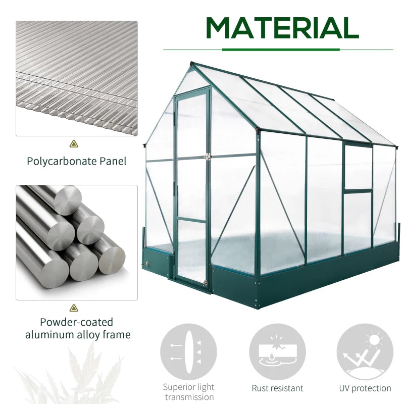 Outsunny 8.2' x 6.2' Greenhouse Aluminum Frame with Temperature Controlled Window 