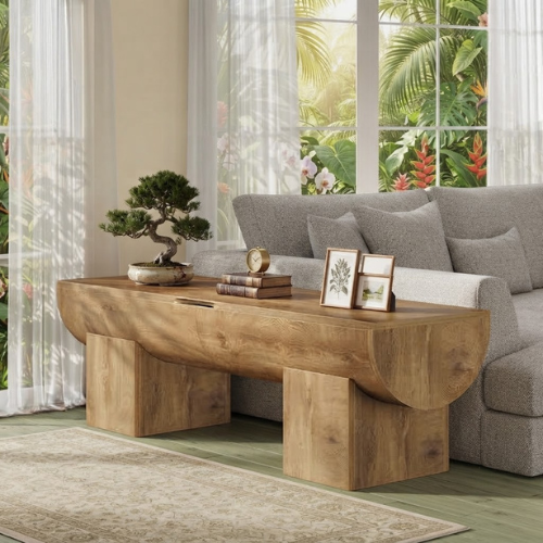55.1" Farmhouse Storage Bench, Large Entryway Shoe Bench with Hinged Lid, 350 lb Capacity, Natural Wood