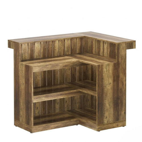 Modern L-Shaped Bar Unit, 4-Tier Corner Liquor Cabinet with Shelving