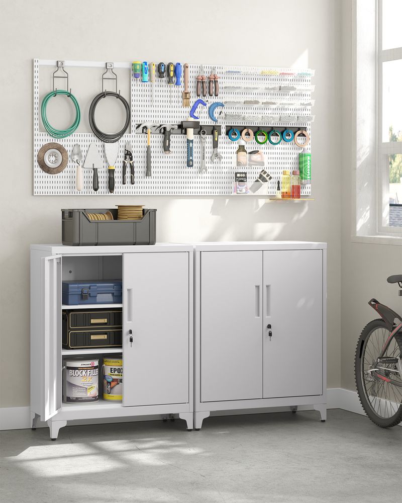 SONGMICS Metal Storage Cabinet with Doors and Shelves 