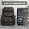 HOMCOM PU Leather Reclining Chair with Vibration Massage Recliner, Swivel Base, Rocking Function, Remote Control, Brown