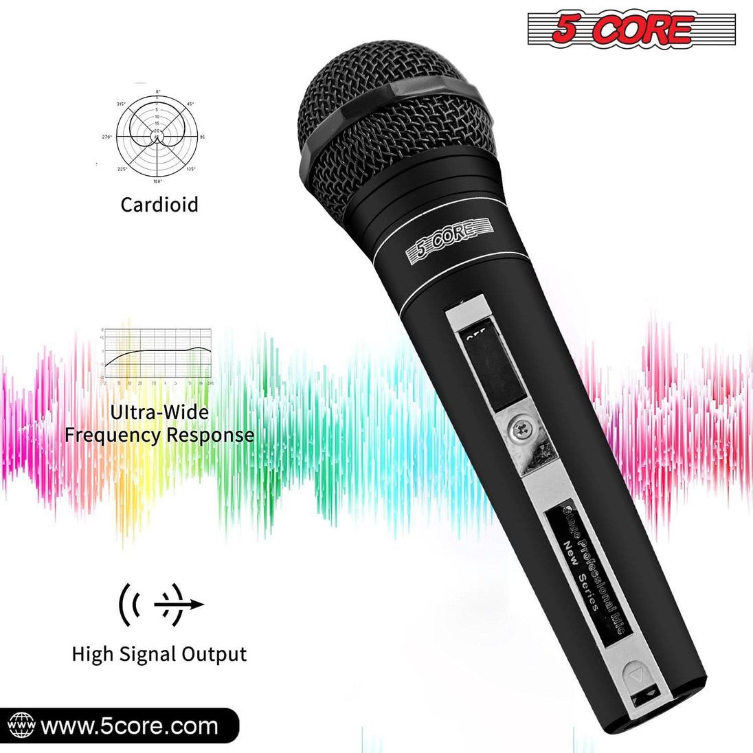 5Core Handheld XLR Dynamic Microphone – Best Professional Mic for Karaoke, Singing, and Studio Use