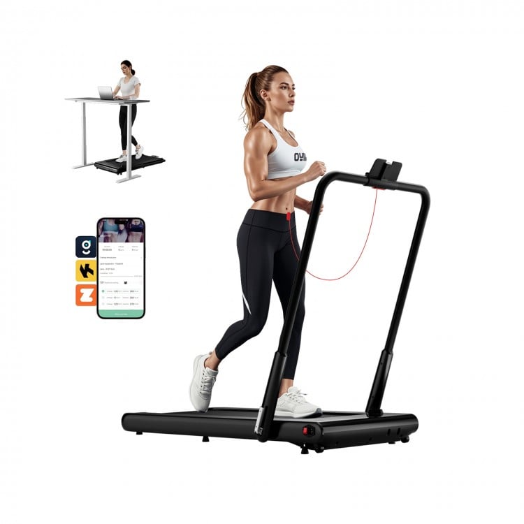 3-in-1 3HP Folding Treadmill with Smart Apps Remote Control and Speakers-Navy