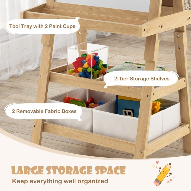 3-in-1 Double-Sided Storage Art Easel-Natural