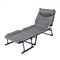 3 in 1 Folding Camping Cot Comfy Padded Convertible Single Sofa Chair-Gray