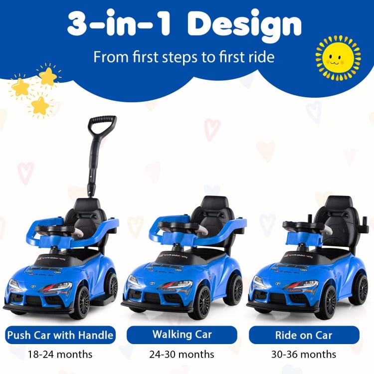3-in-1 Toyota Licensed Foot-to-Floor Stroller Sliding Walking Toy-Blue