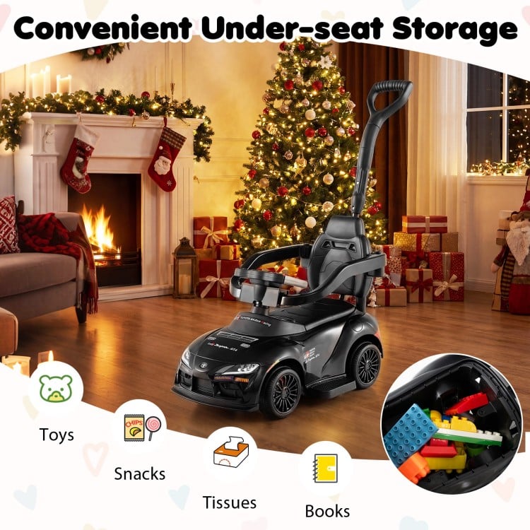 3-in-1 Toyota Licensed Foot-to-Floor Stroller Sliding Walking Toy-Black