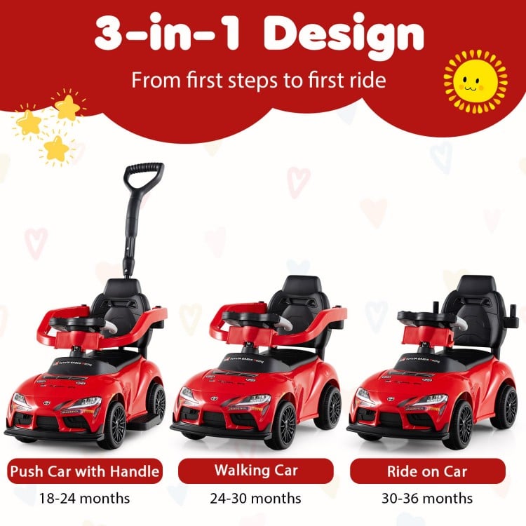 3-in-1 Toyota Licensed Foot-to-Floor Stroller Sliding Walking Toy-Red