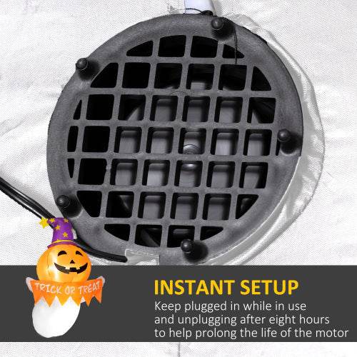 Outsunny 3.4ft Halloween Inflatables Window Sticker Ghost With Orange Face, Blow Up Halloween Decorations Outdoor LED Yard Display, Waterproof 