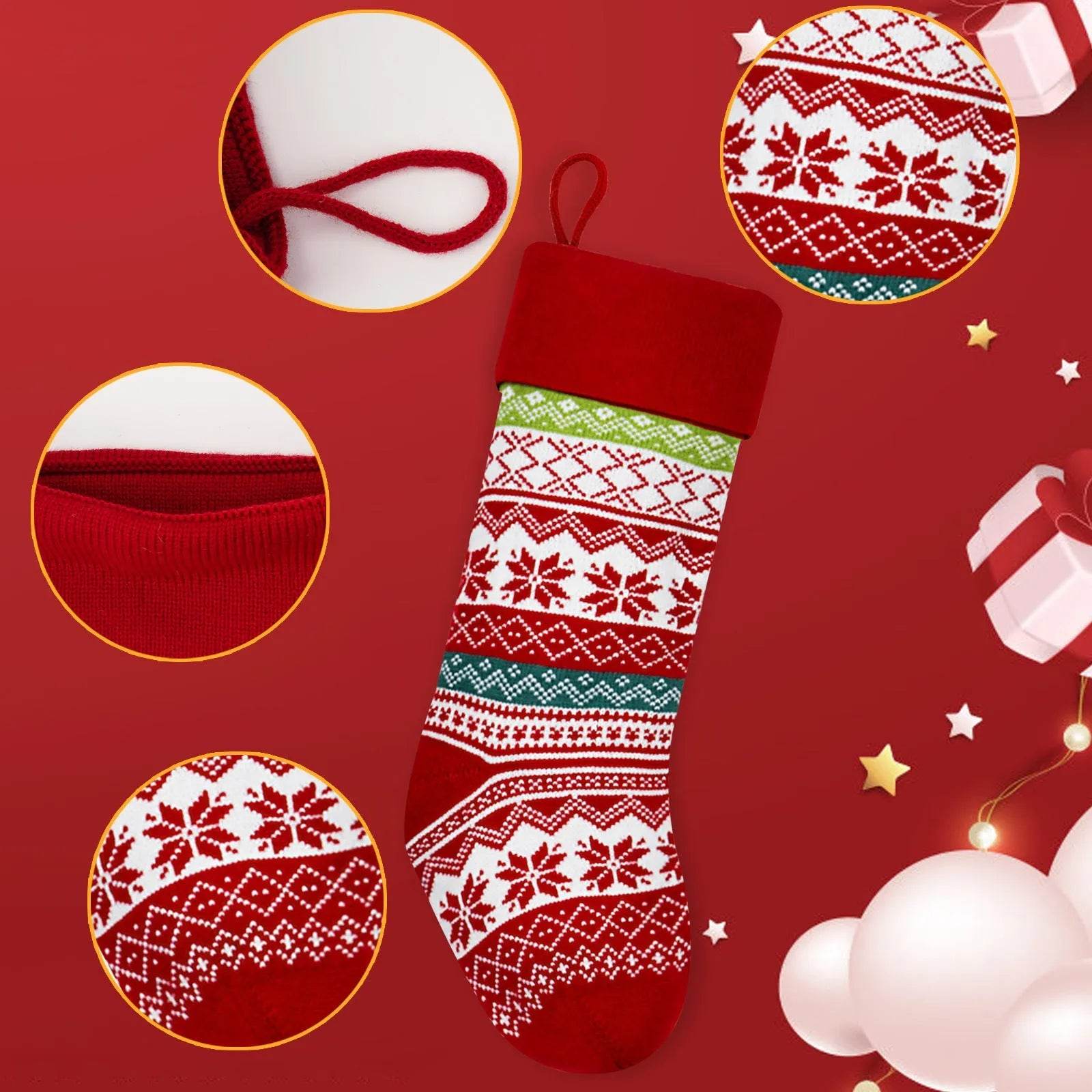 Christmas Stockings Candy Knitted Bag Wool 