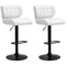 Swivel PU Leather Barstools Set of 2 Adjustable Bar Stools with Footrest Back for Kitchen Counter Dining Room White
