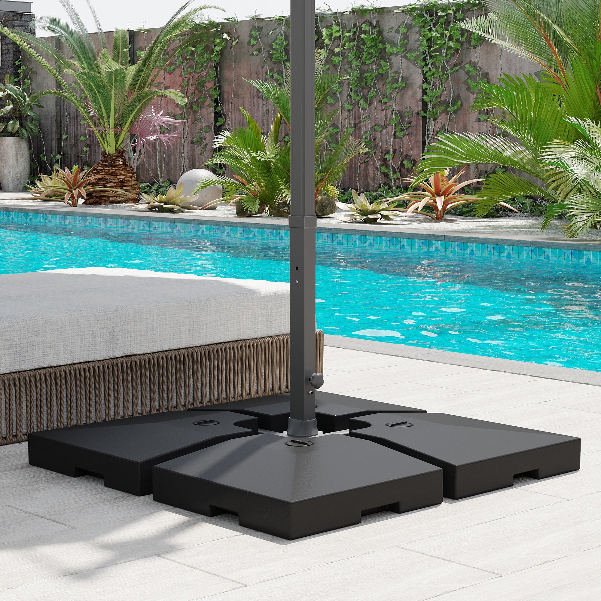 Outsunny Heavy Duty Square 4 Piece Offset Cantilever Umbrella Stand Weighted Base 