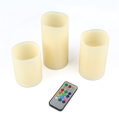 3Pcs Flameless Candles Votive Candles Wireless Battery Operated LED Flickering Candles w/ Remote Control Timer 
