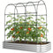 Galvanised Raised Garden Bed with Arched Trellis, 7 x 4 x 7ft Metal Outdoor Planter Box with Open Bottom