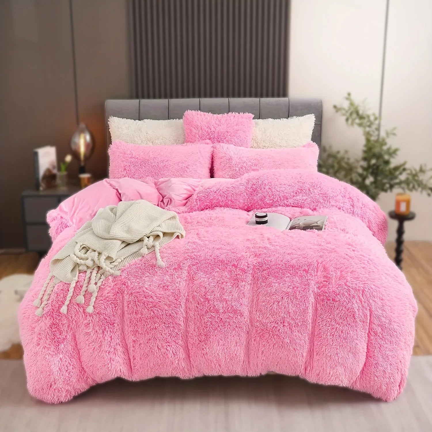 4PCs Plush Duvet Cover Set Luxury Ultra Soft Velvet Duvet 