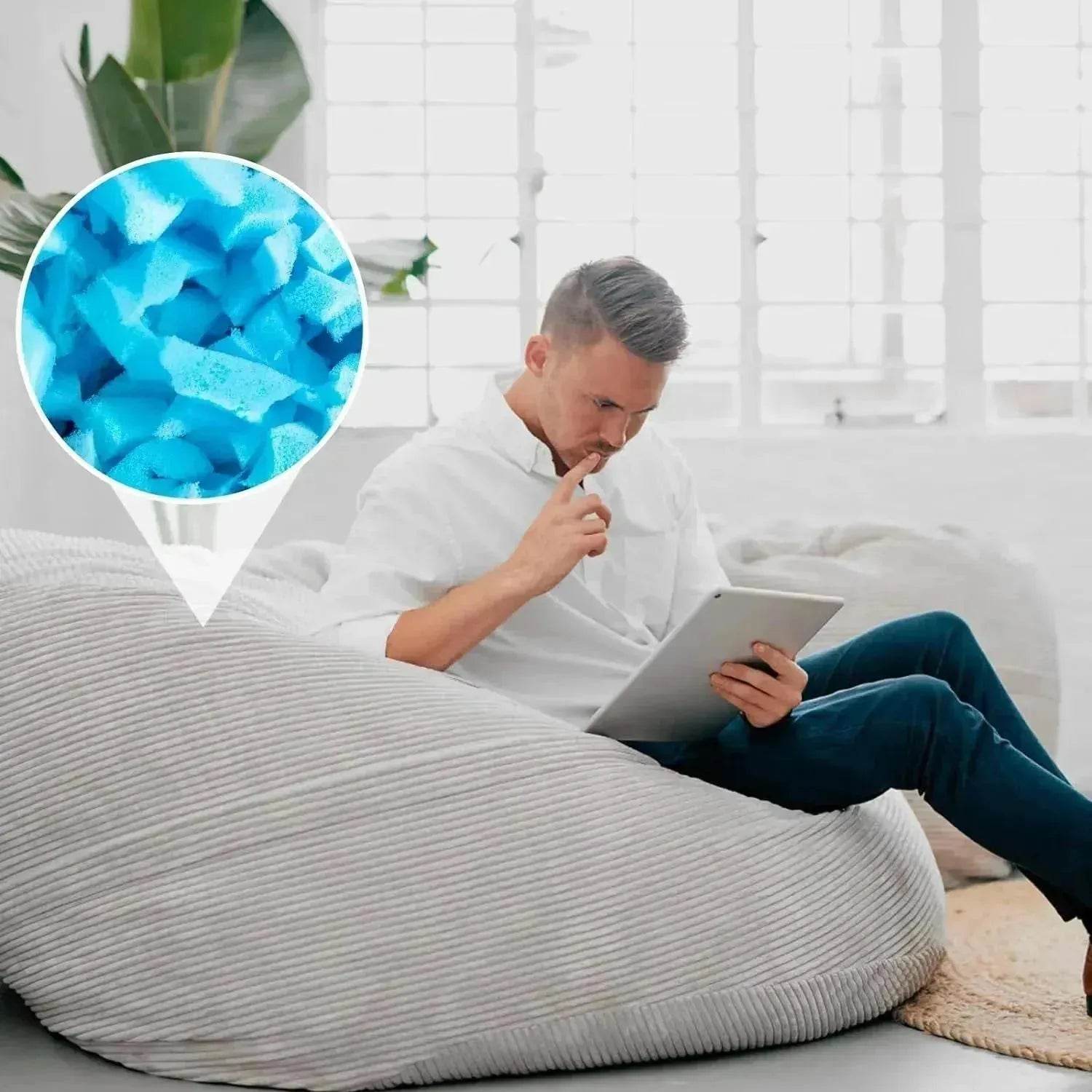 5lbs Bean Bag Filler, Shredded Memory Foam Filling For Bean Bag Chair, Dog Beds, Cushions Pillows, Added Gel Particles 