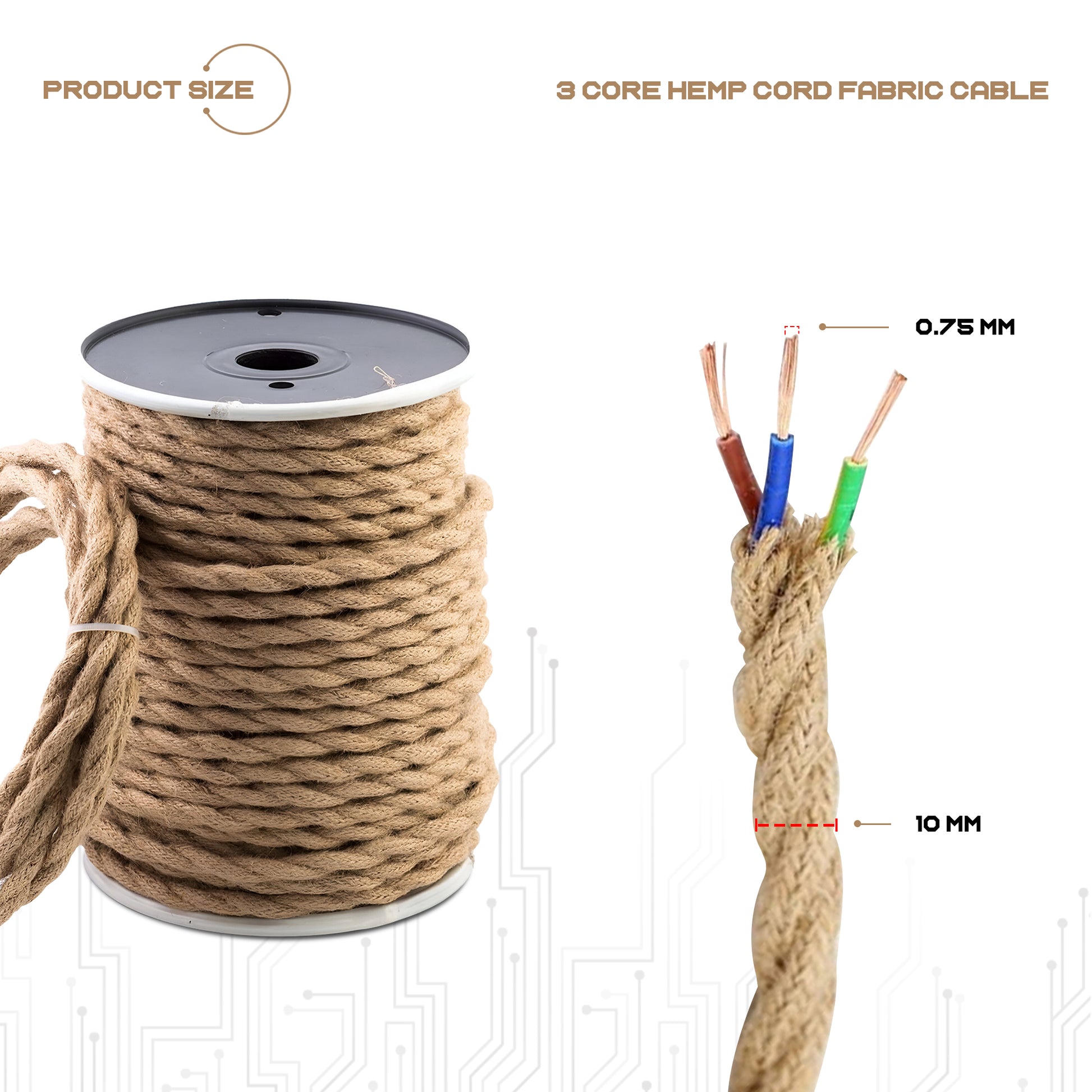 Vintage 3-Core Twisted Electrical Fabric Cable~1617