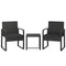 Outdoor Bistro Set, 3 Piece Wicker Patio Furniture Set with Glass Top Table and Cushions for Porch, Balcony, Black