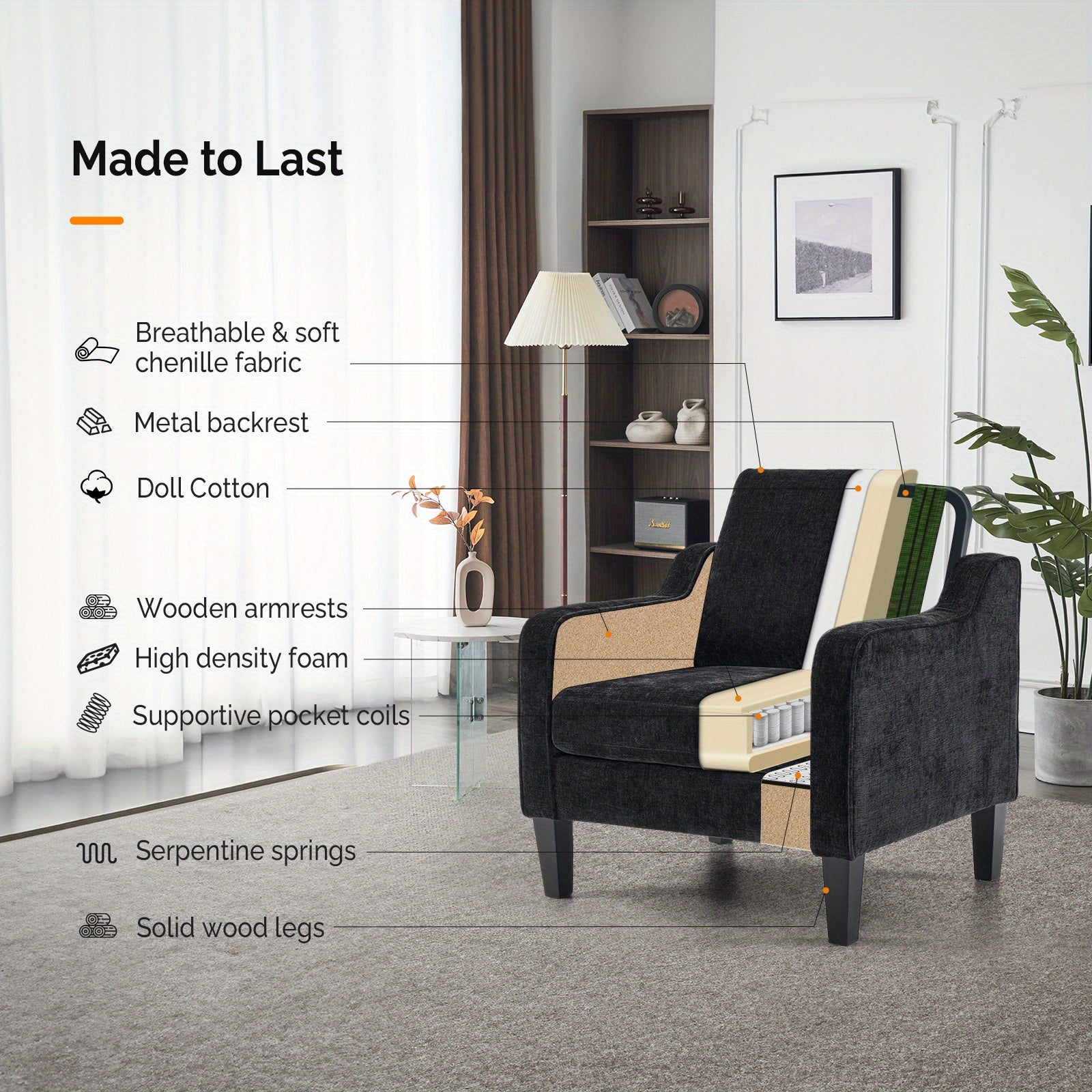 Soft Beige Plush Oversized Accent Chair - Cloud-Like Comfort with High-Density Foam Cushion, Ergonomic Support, Deep Snug Seat Upholstered Lounge Armchair for Living Room/Bedroom/Office, Easy Assembly Included, Bedroom Armcha 