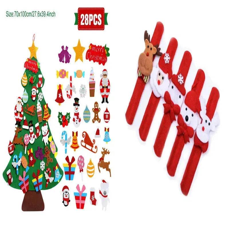 DIY Felt Christmas Tree New Year Toddler Kids Handmade Gift Toys Door Wall Hanging Ornaments Holiday Party Home Decor Set 