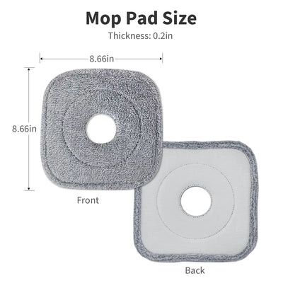 5Pcs Microfiber Mop Pads Reusable Washable Cloth Mop Flat Replacements Head 8.66x8.66in for Square Mop and and Bucket Set Wet/Dry Floor Cleaning 