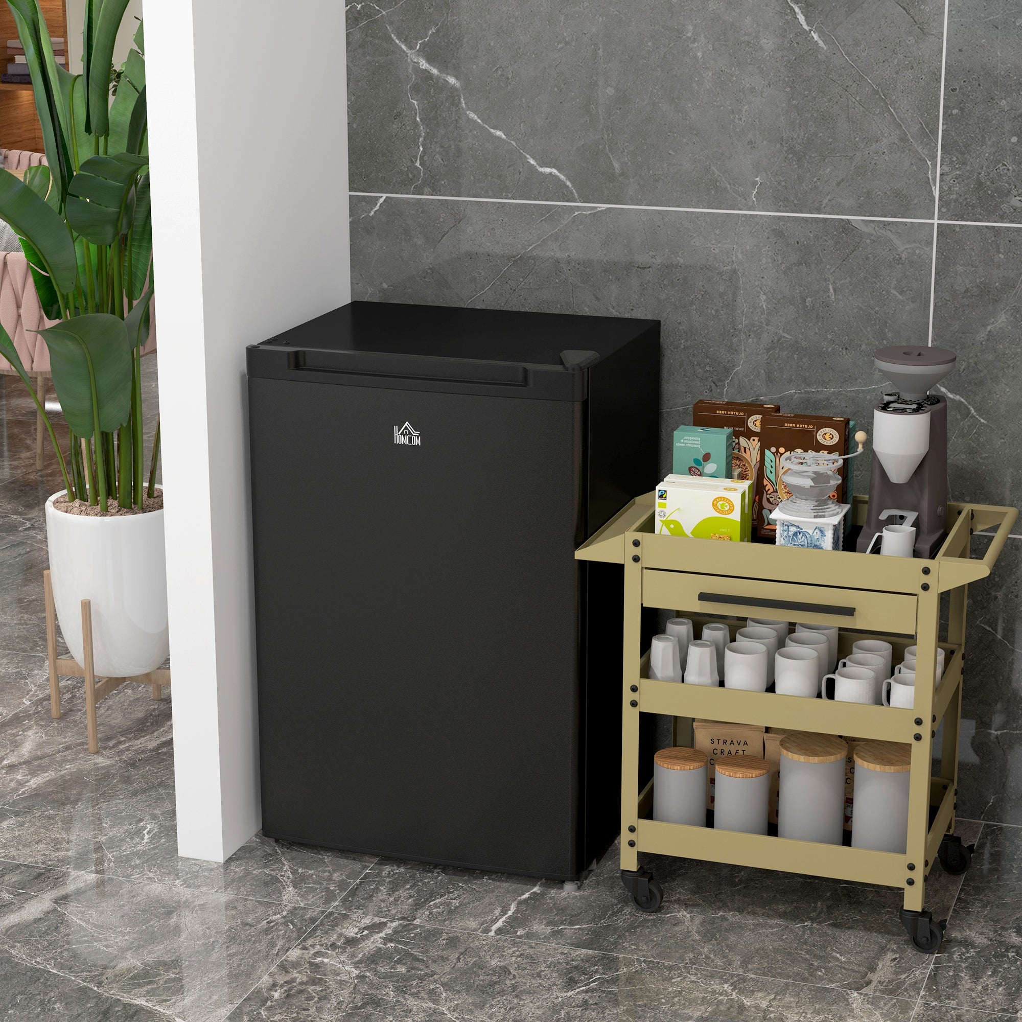 HOMCOM Upright Freezer, 3 Cu.Ft Mini Freezer with Reversible Single Door, Adjustable Thermostat for Home, Dorm, Black 