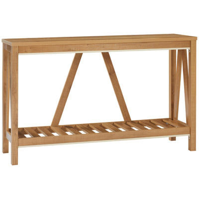 HOMCOM Rustic Console Table: Farmhouse Sofa Table with Storage Shelf & Anti-Tipping Design, Living Room/Bedroom/Entryway, Brown 