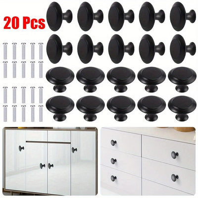 20pcs Matte Stainless Steel Cabinet Handles - Easy Install, Round Door Knobs for Kitchen & Bathroom Cupboards 