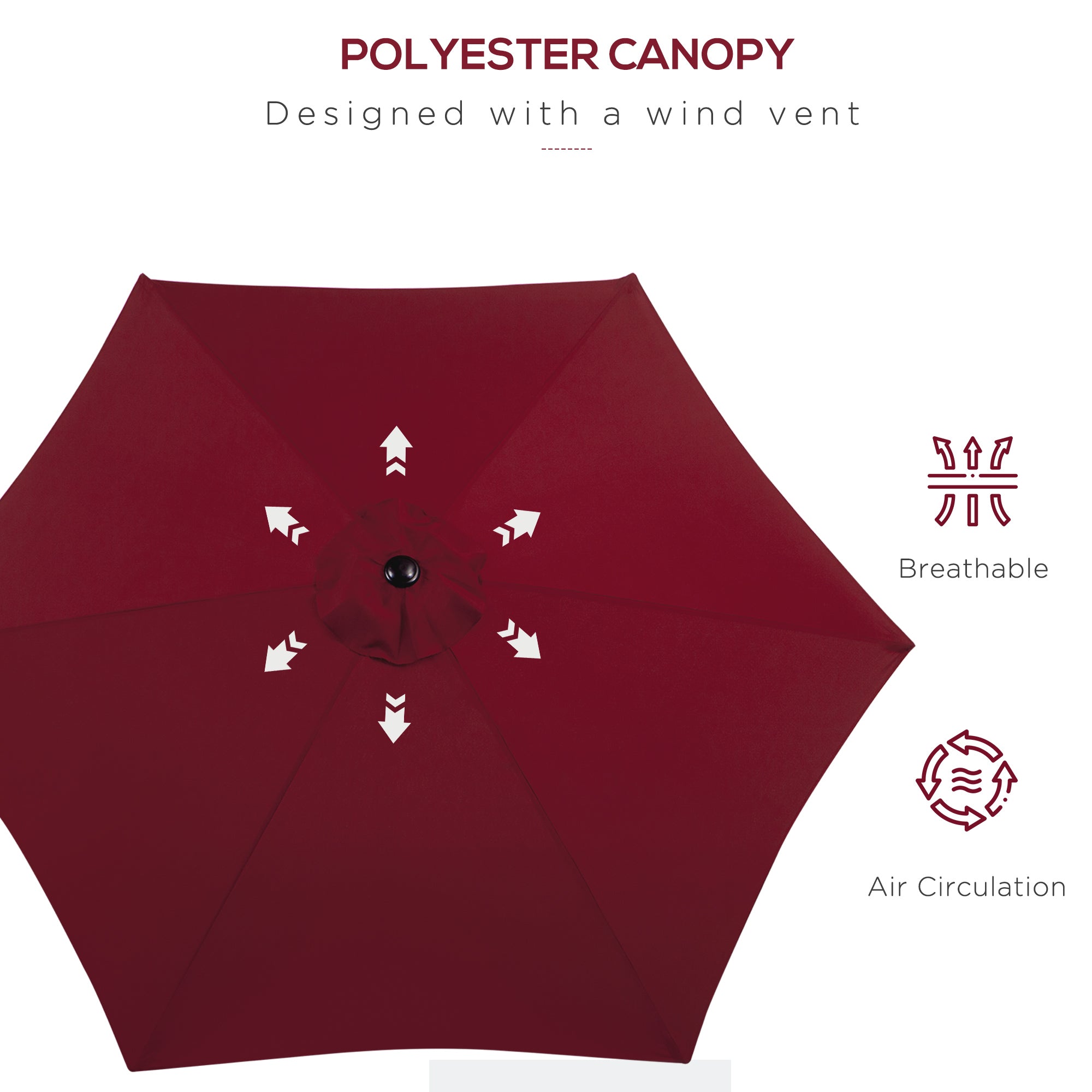 Outsunny Market Patio Sun Umbrella Outdoor Parasol Sunshade Tilt Mechanism Air Vent w/ Crank 