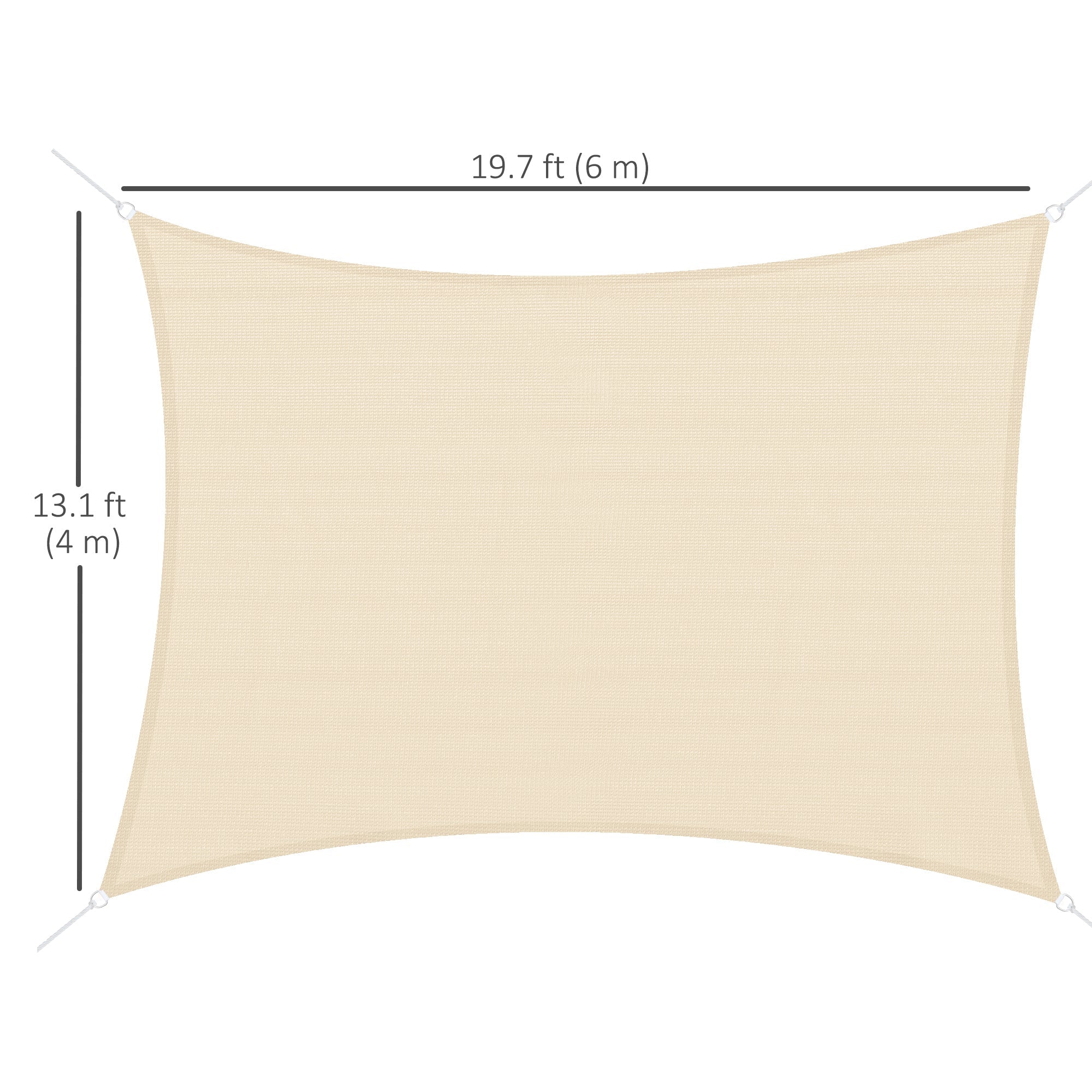 Outsunny Sun Sail Shade: 13'x20' Cream Rectangle UV Protector Canopy for Outdoor Patio & Lawn with Bag 