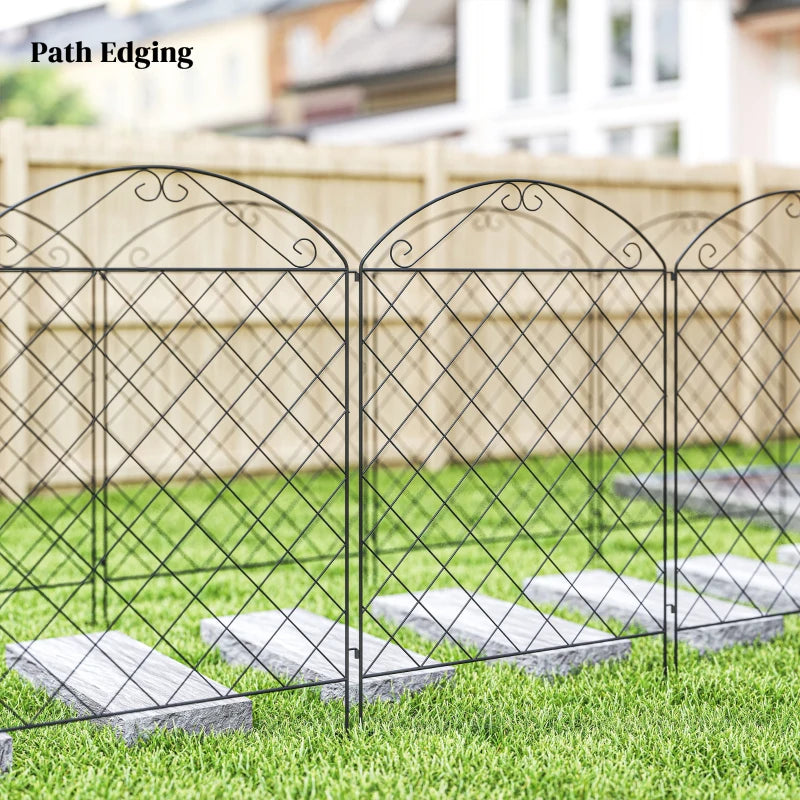 Outdoor Metal Garden Fence Panels, Border Edging for Yard, Patio, 4 Pack, Curved Scrollworks