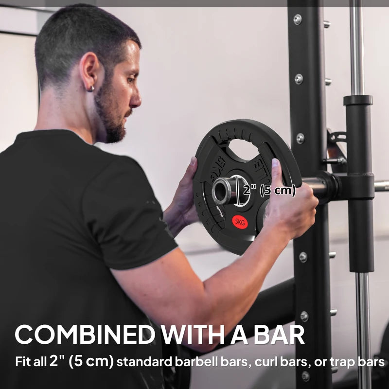 Soozier Weight Plates Set, 2-Inch Barbell Weights Set w/Tri-Grips for Home Gym Weightlifting and Strength Training, 4 x 11lbs