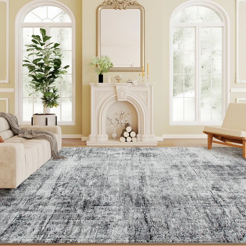 Area Rug for Living Room 8x10, Modern Abstract Machine Washable Rug, Non-Slip Carpet for Bedroom, Dining Room, Grey