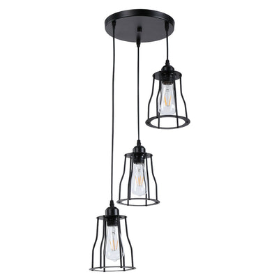 Three-Way Metal Black Color Hanging Pendant Lamp ~1381 