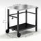 Outdoor Grill Dining Cart with Stainless Steel Tabletop, 2-Shelf BBQ Movable Pizza Oven Stand with Wheels, Charcoal Grey