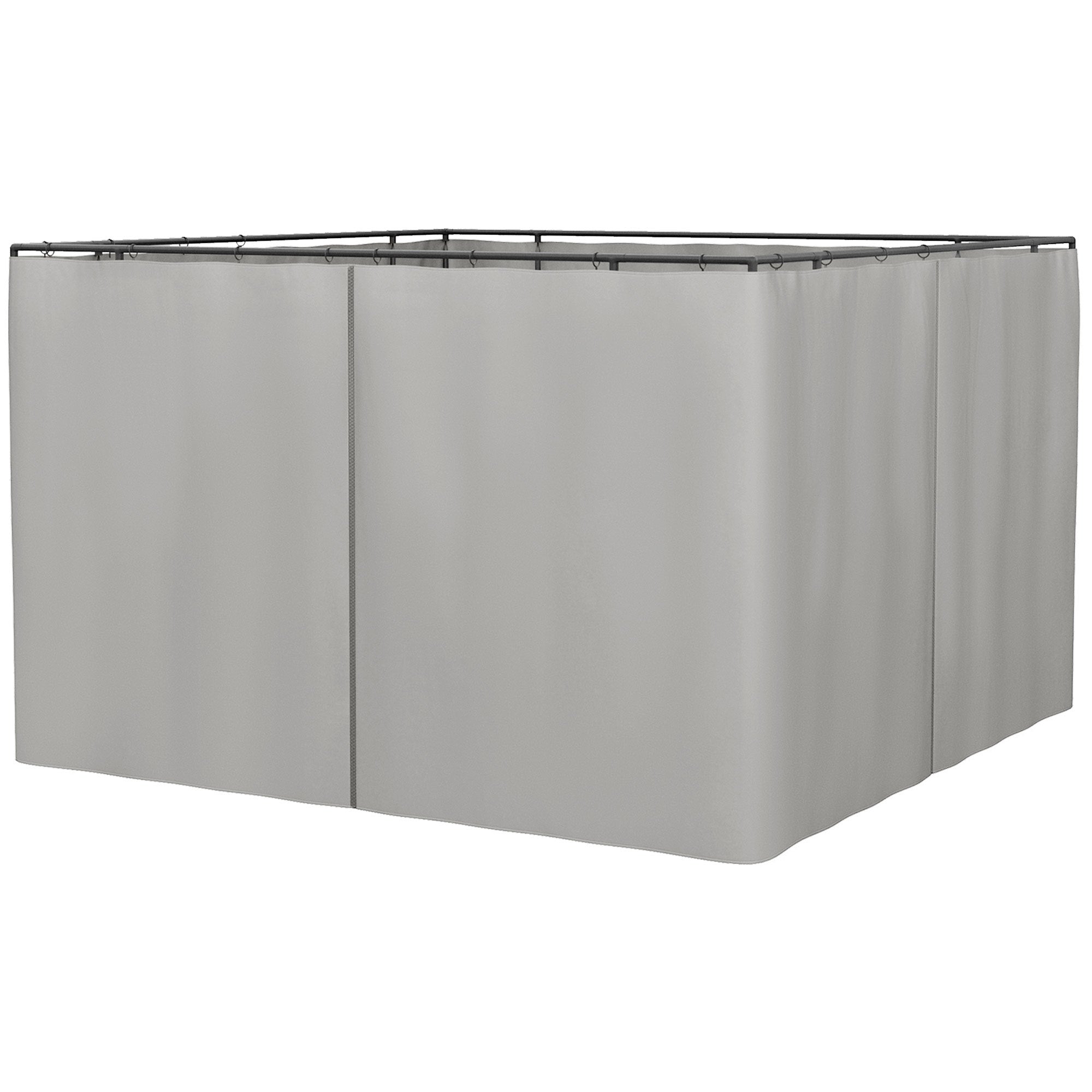 Outsunny Gazebo Curtain 10'x10' Sidewall Set 4 Panels with Hooks Light Grey for Outdoor Shelter 